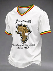 Men's Juneteenth Breaking Every Chain Since 1865 Print V-Neck Tee