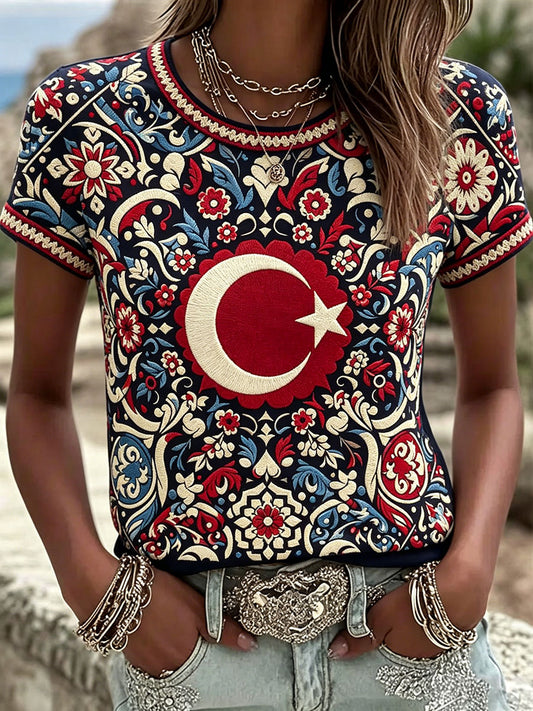 Women's Turkish Flag Print T-Shirts