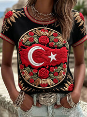 Women's Turkish Flag Print T-Shirts