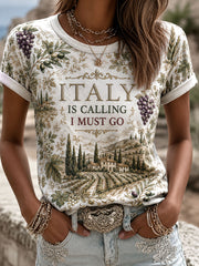 Women's 'Italy Is Calling I Must Go' Printed Casual T-Shirt