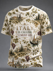 Men's 'Italy Is Calling I Must Go' Printed Casual T-Shirt
