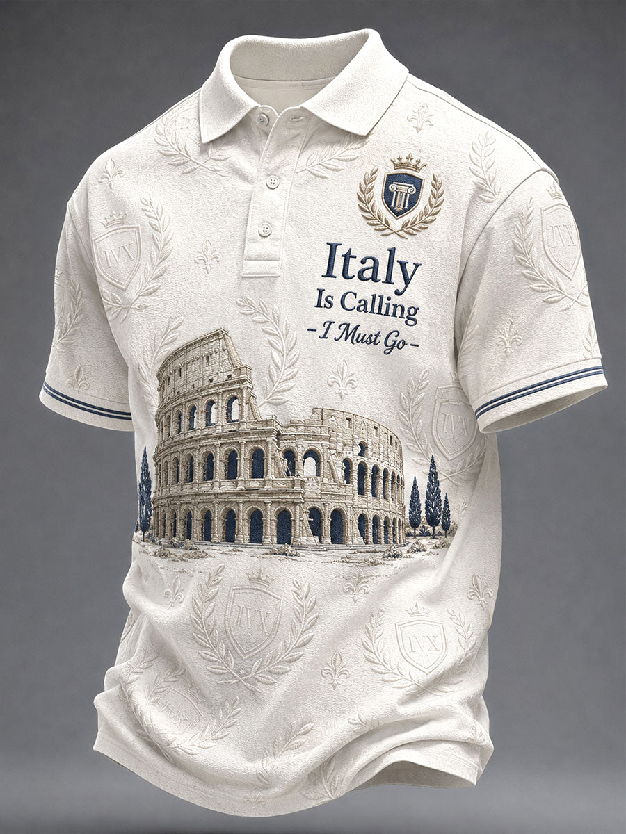 Men's 'Italy Is Calling I Must Go' Printed Casual Top