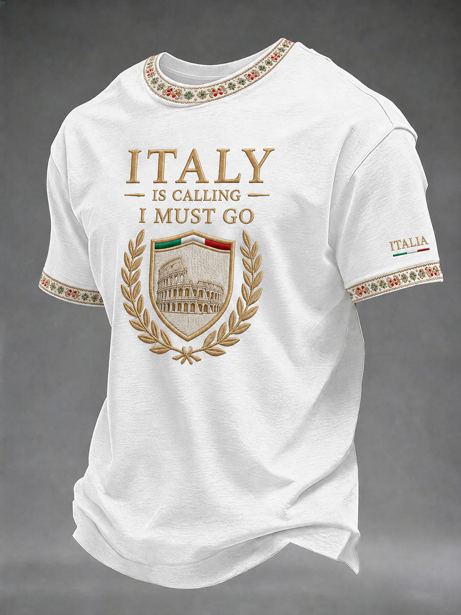 Men's 'Italy Is Calling I Must Go' Printed Casual T-Shirt