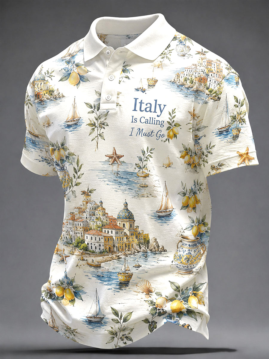 Men's 'Italy Is Calling I Must Go' Printed Casual Top