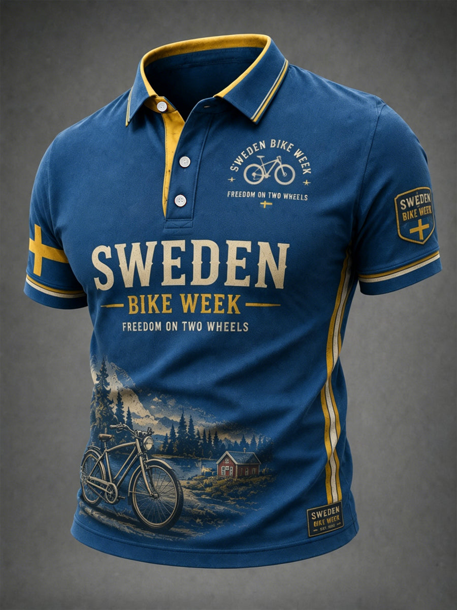 Men's Sweden Bike Week Print Casual Top