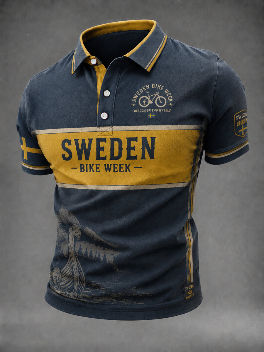 Men's Sweden Bike Week Print Casual Top