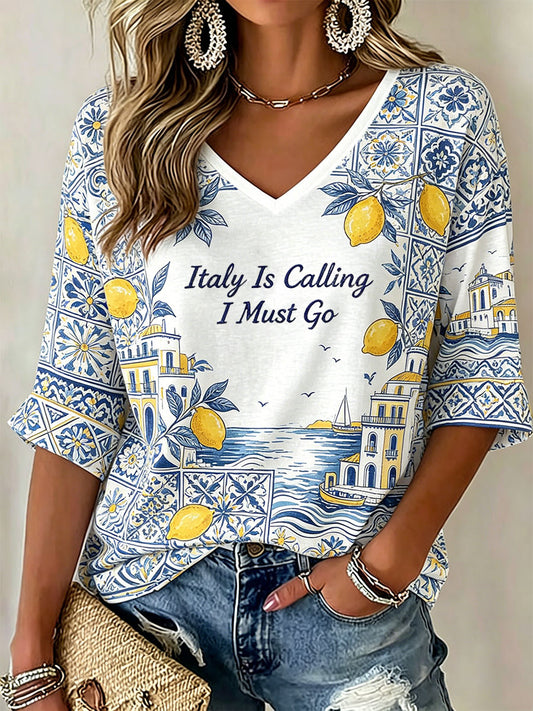 Women's Italian Printed Casual T-Shirt