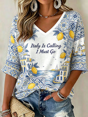 Women's Italian Printed Casual T-Shirt