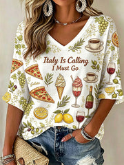 Women's Italian Printed Casual T-Shirt