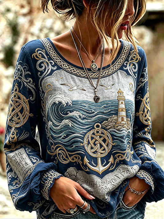 Women's Celtic Print Casual T-shirt