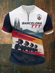 Men's Bicycle Race Zip Short Sleeve T-Shirt