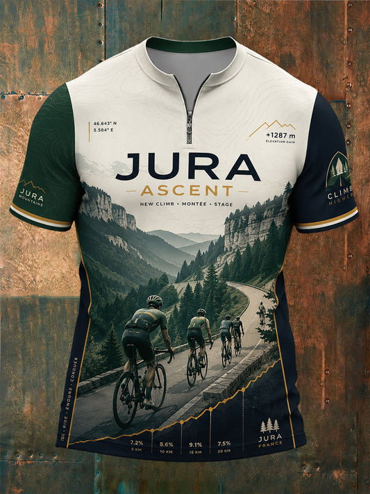 Men's Bicycle Race Zip Short Sleeve T-Shirt
