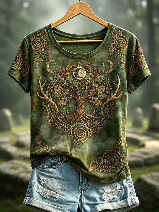 Women's Celtic Print Casual T-shirt