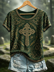 Women's Celtic Print Casual T-shirt