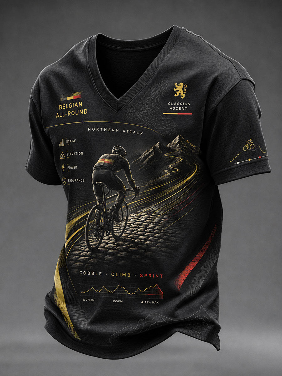 Men's Bicycle Race V-neck T-shirt