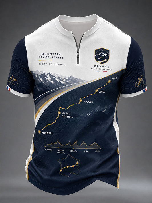 Men's Bicycle Race Zip Short Sleeve T-Shirt