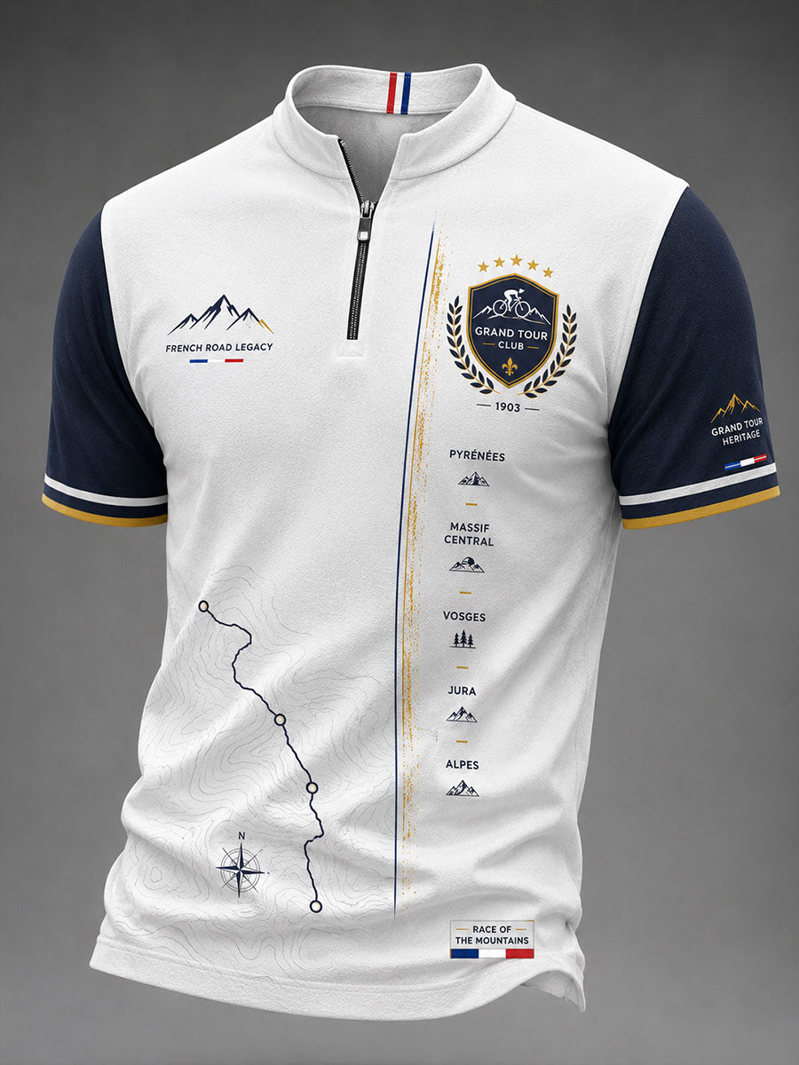 Men's Bicycle Race Zip Short Sleeve T-Shirt