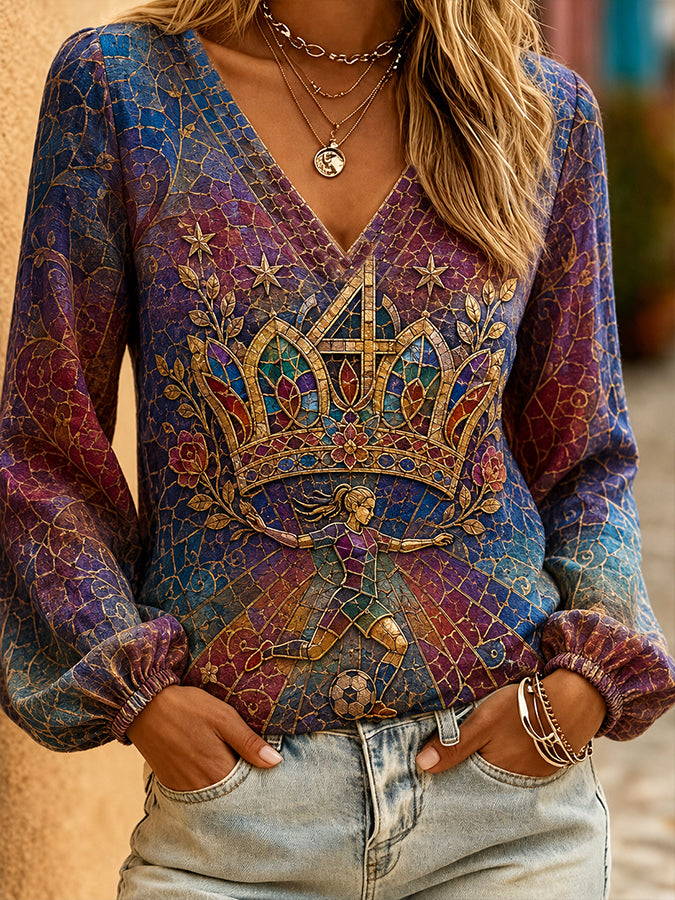 Women's Barcelona Europe Queen Printed Linen Tops