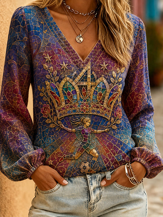 Women's Barcelona Europe Queen Printed Linen Tops
