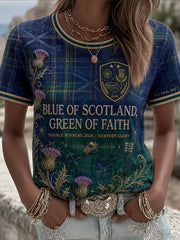 Women's Scotland Football Lover Green Faith Printed T-shirt