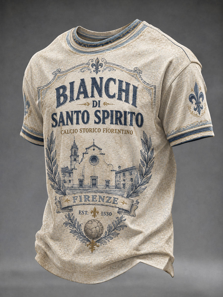 Men's Florence Classical Football White Team T-shirt