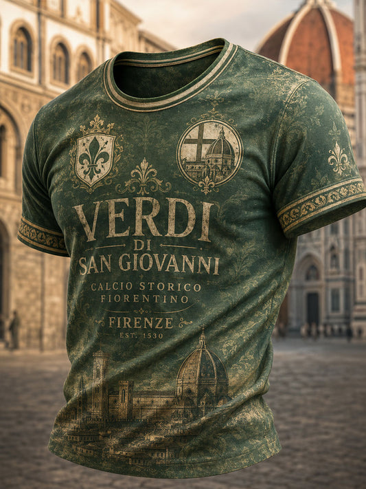 Men'sFlorence Classical Football Green Team T-shirt