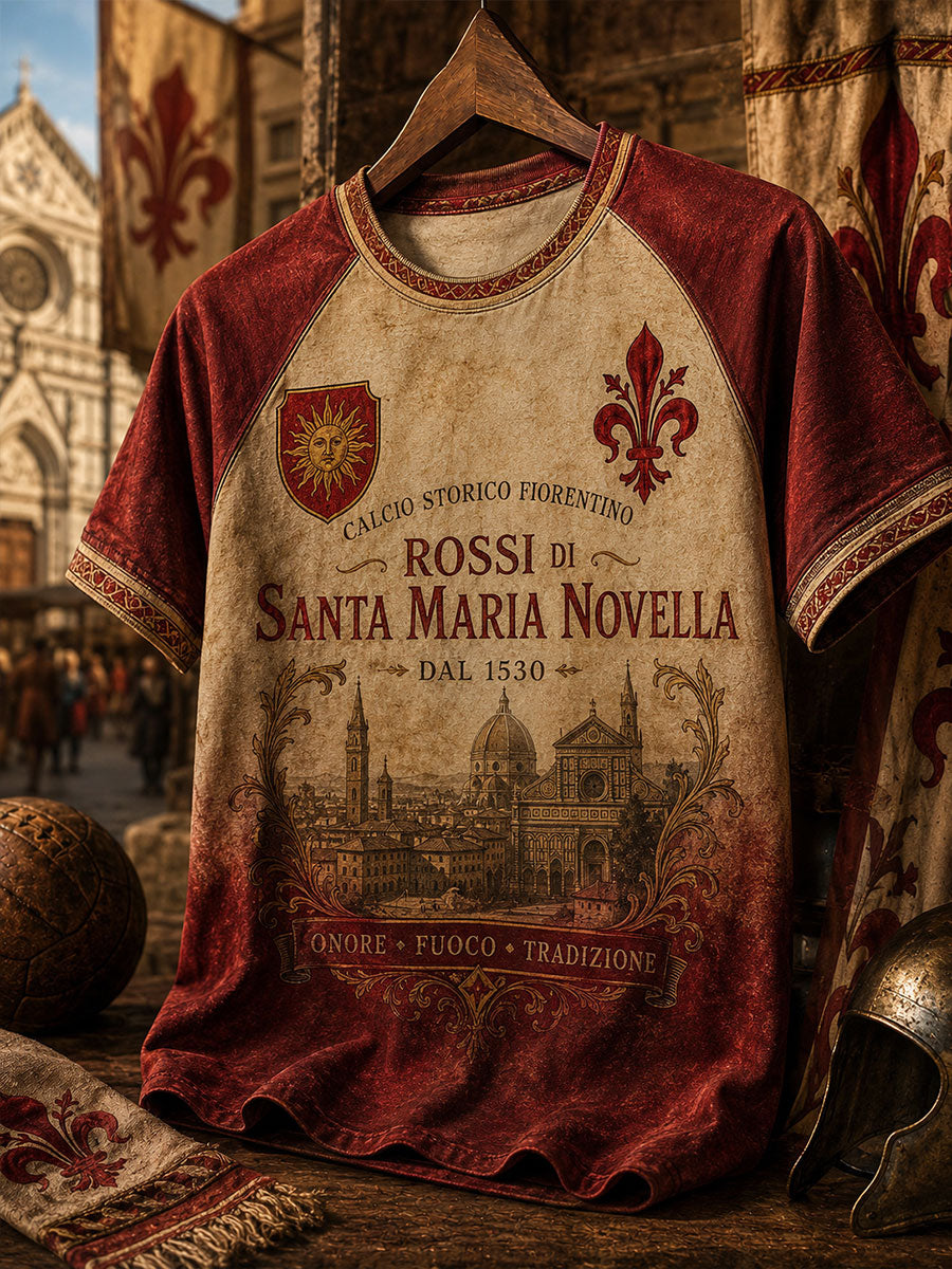 Men's Florence Classical Football Red Team T-shirt
