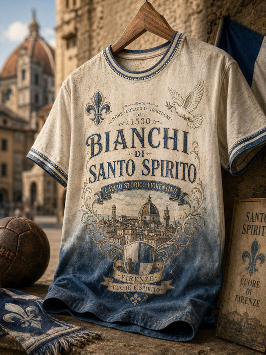 Men's Florence Classical Football White Team T-shirt