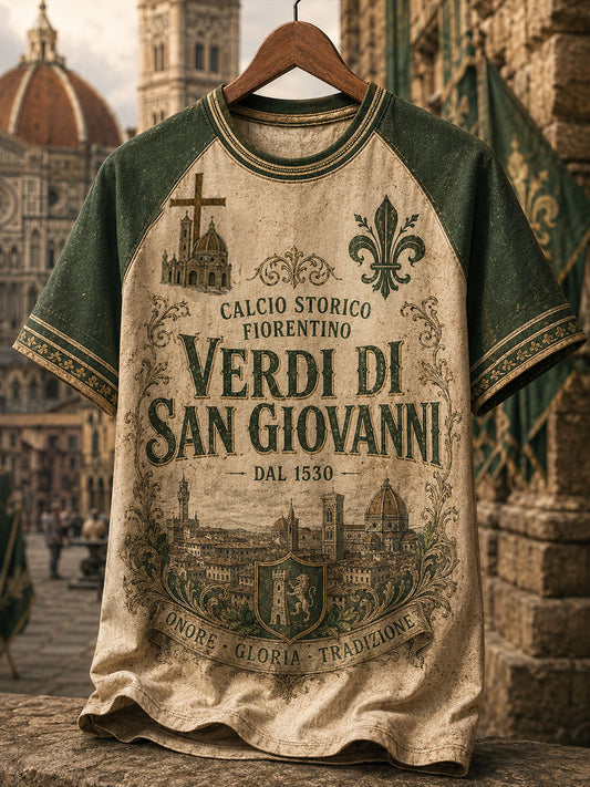 Men's  Florence Classical Football Green Team T-shirt