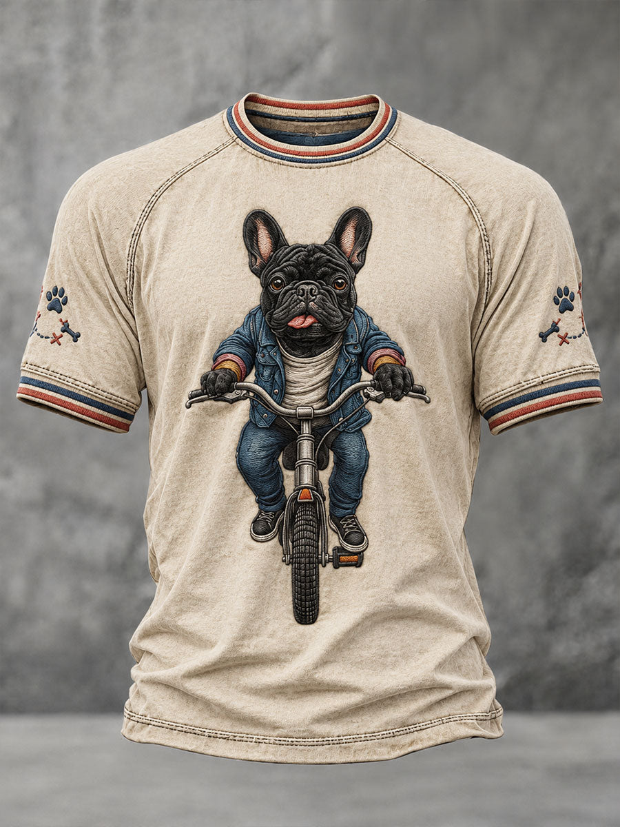 Men's Bulldog Bicycle Short  Sleeve T-shirt