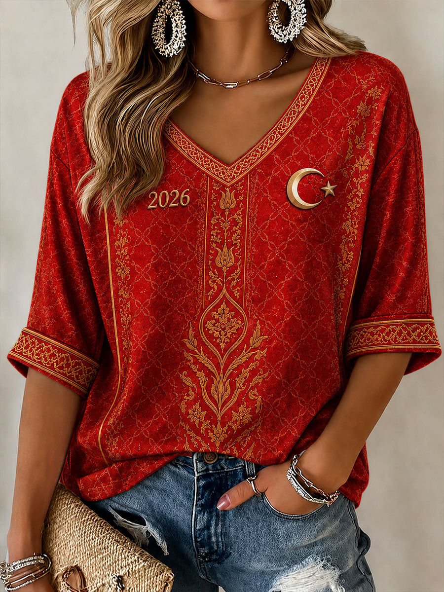 Women's Turkey 2026 Football Waffle T-shirt
