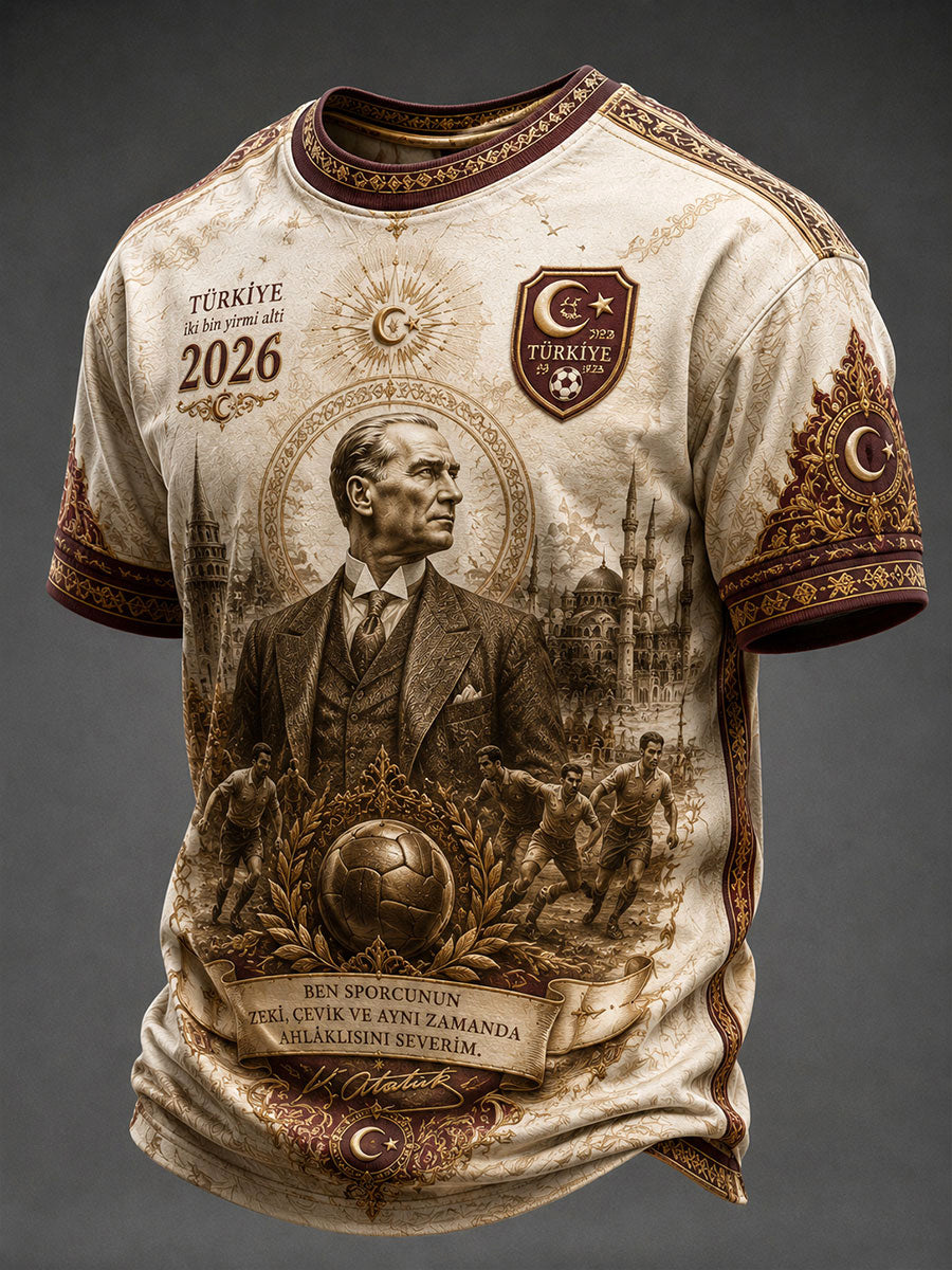 Men's Turkish Football Print Casual T-shirt