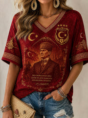 Women's Turkish Football Print Casual T-shirt