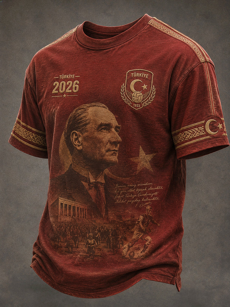 Men's Turkish Football Print Casual T-shirt