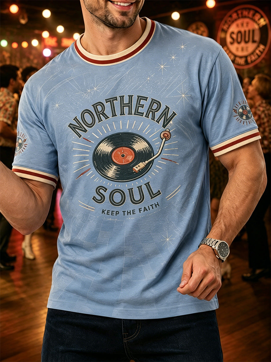 Men's Retro Northern Soul Keep The Faith Print Casual Tee