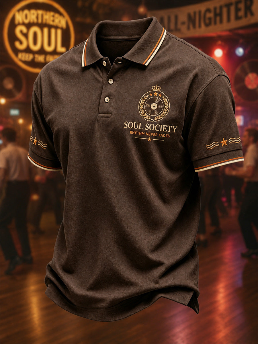 Men's Retro Northern Soul Print Casual Polo