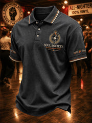 Men's Retro Northern Soul Print Casual Polo
