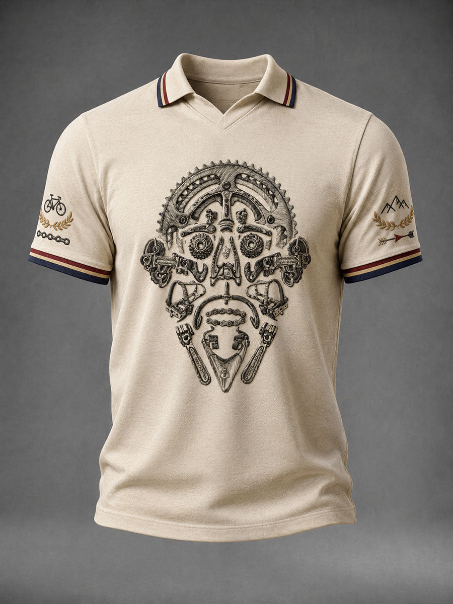 Men's Fun Bicycle Skeleton V-neck T-shirt