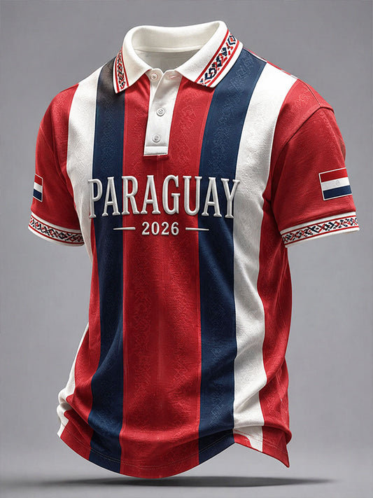 Men's 2026 Paraguay Football Style T-shirt Polo Shirt