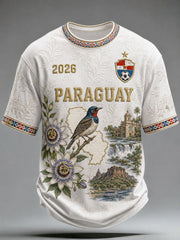 Men's Paraguay Football Print Casual T-Shirt