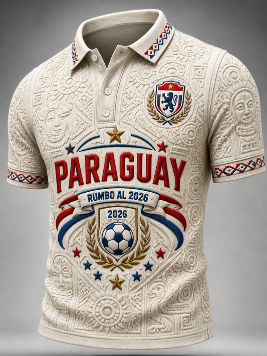 Men's  Paraguay Football Fan Gift Art Print Casual Short Sleeve Top