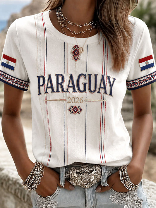 Women's 2026 Paraguay Football Style T-shirt
