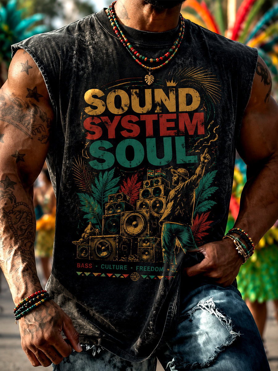 Men's Caribbean Carnival Print Casual Tank Top