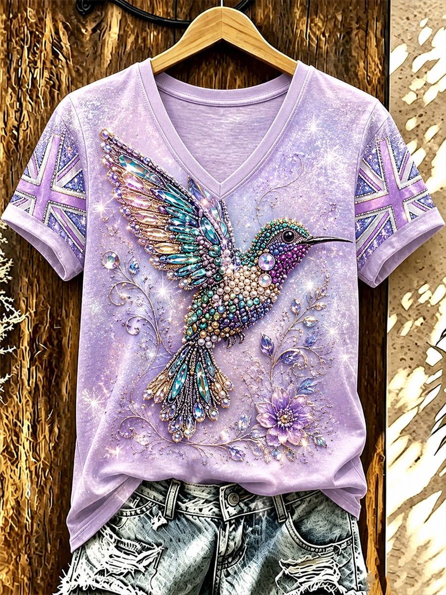 Women's UK Alzheimer's Awareness Floral Printed short-sleeved T-shirt