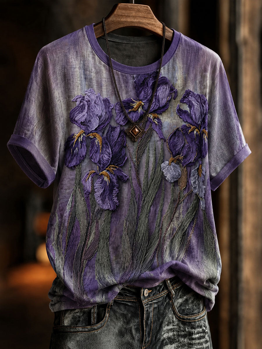 Women's Alzheimer's Awareness Flower Short-sleeved T-shirt