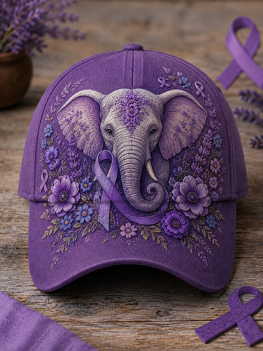 Unisex Alzheimer's Awareness Flower Elephant Hat