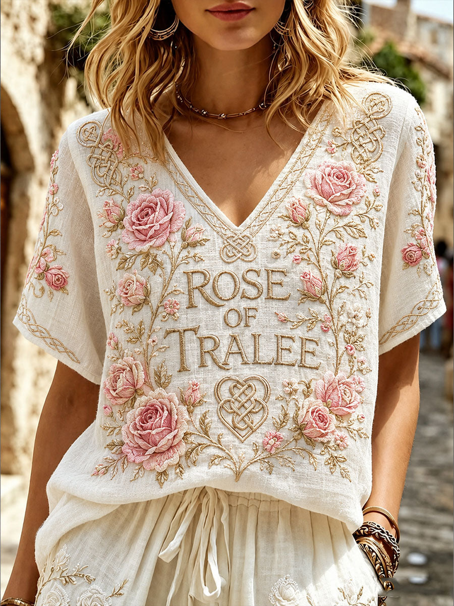 Women's Rose Of Tralee Linen Short-sleeved T-shirt