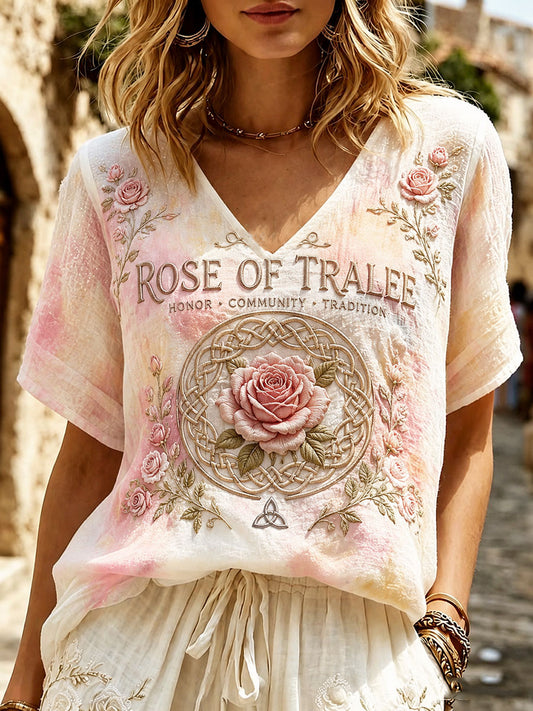 Women's Rose Of Tralee Linen Short-sleeved T-shirt