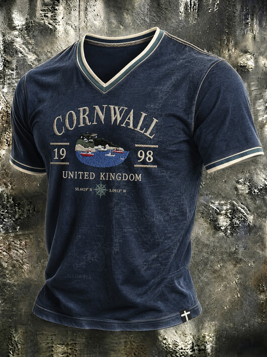 Men's Cornwall Printed V-neck T-shirt