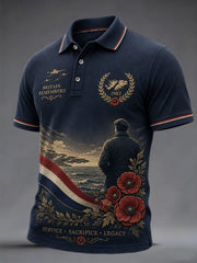 Men's British Veterans Memorial Print Casual Polo